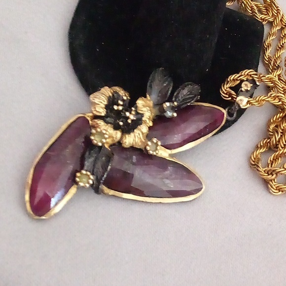 Big vintage custom made natural ruby cocktail pendant 💋 - Picture 7 of 7